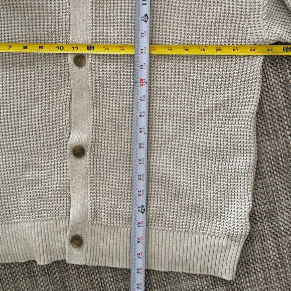 EVERLANE Men's No Sweat Waffle Fisherman Cardigan Sweater Ash Gray XL Preppy - Picture 6 of 6